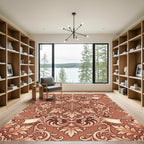 Opulent Russet Acanthus Scroll Border Rug