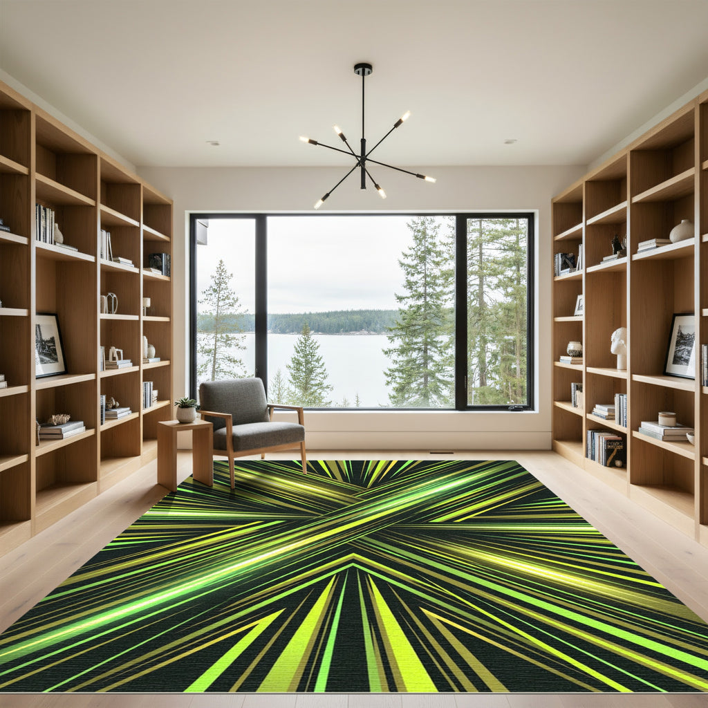 Vibrant Lime Green Streaks Rug
