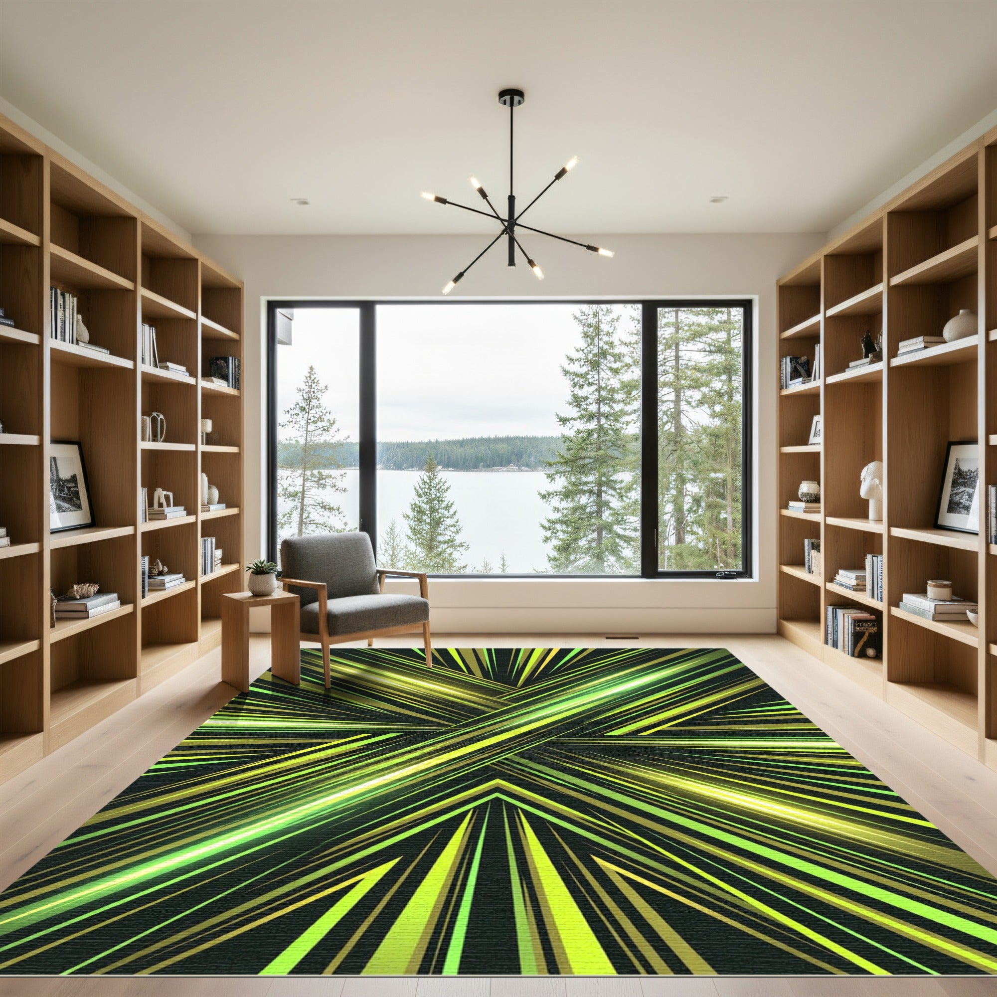 Vibrant Lime Green Streaks Rug