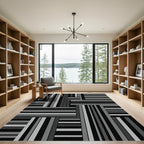 Modern Monochromatic Linear Geometric Grid Rug
