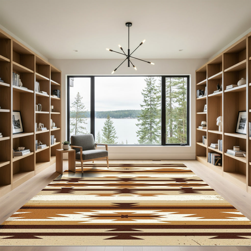 Earthy Southwestern Geometric Horizon Band Rug
