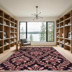 Ornate Rose Gold Damask Floral Arrangement Rug