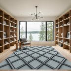 Minimalist Gray Lattice Diamond Rug