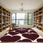 Modern Deep Burgundy Geometric Heart Rug