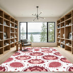Crimson Floral Bloom Mandala Rug