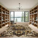 Gilded Floral Filigree Medallion Composition Rug
