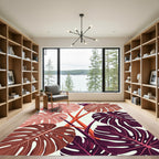 Mauve Plum Monstera Tropical Leaves Rug