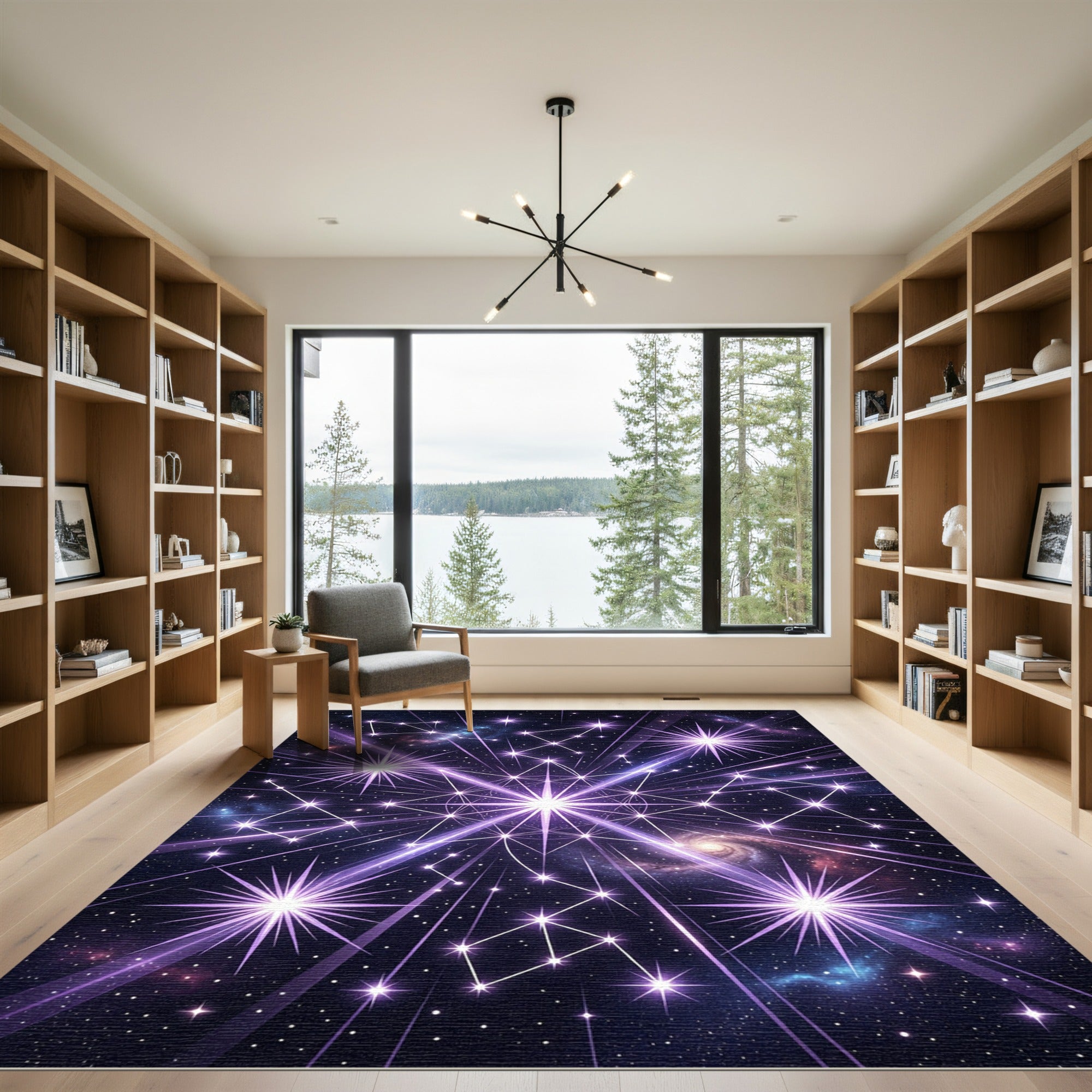 Celestial Starburst Geometric Constellation Rug