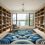 Japanese Zen Blue Waterfall Arch Rug