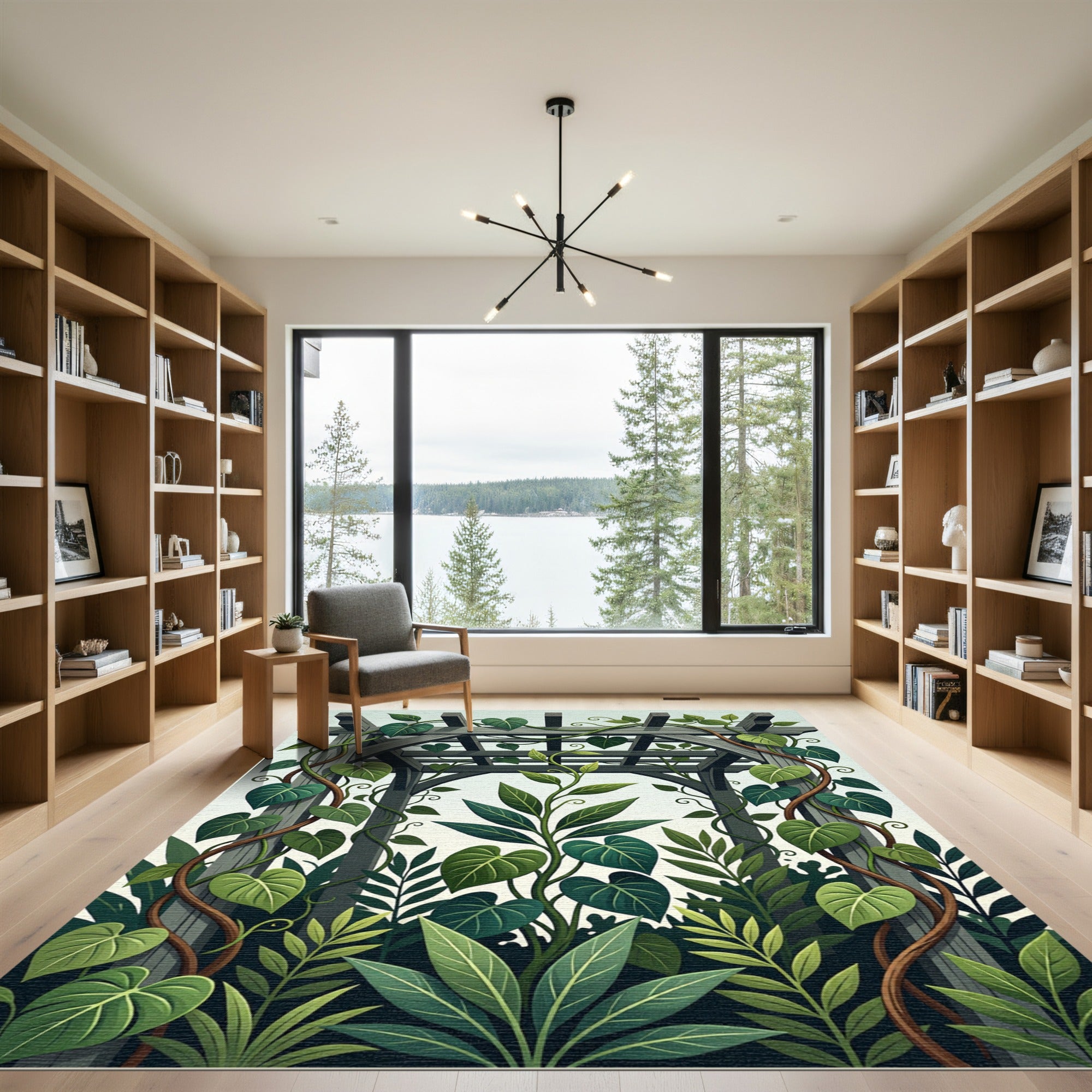 Lush Green Botanical Garden Pergola Rug