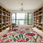 Crimson And Blush Carnation Garden Rug