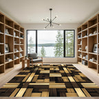 Warm Brown Woven Wood Panel Rug
