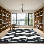 Bold Gray Abstract Wave Formation Rug