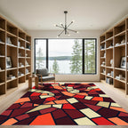 Crimson Orange Irregular Geometric Mosaic Rug