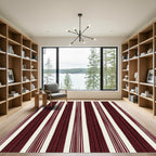 Deep Red Vertical Stripe Accent Rug