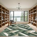 Modern Sage Geometric Chevron Plank Rug
