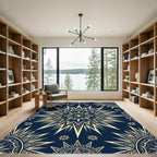 Celestial Navy Gold Starburst Geometric Rug