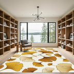 Golden Ginkgo Leaf Autumn Botanical Rug