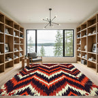 Bold Crimson Chevron Tribal Art Rug
