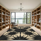 Monochrome Geometric Starburst Layered Rug