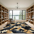 Gothic Raven Black and Gold Artwork Rug