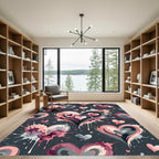 Pink Splash Hearts Artistic Contemporary Rug