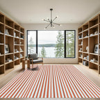 Crimson Orange Vertical Lines Rug
