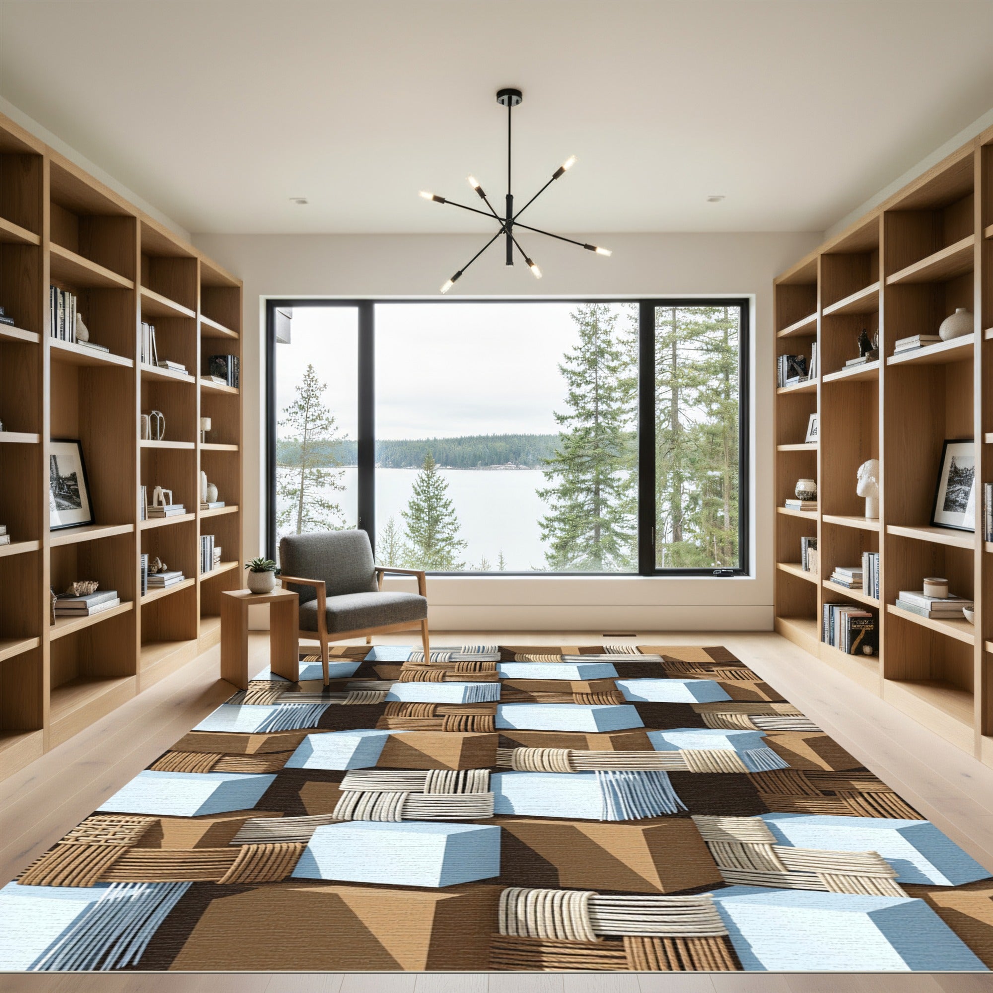 3D Cubes With Woven Rope Accents Rug