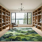 Misty Green Rolling Hills Landscape Rug