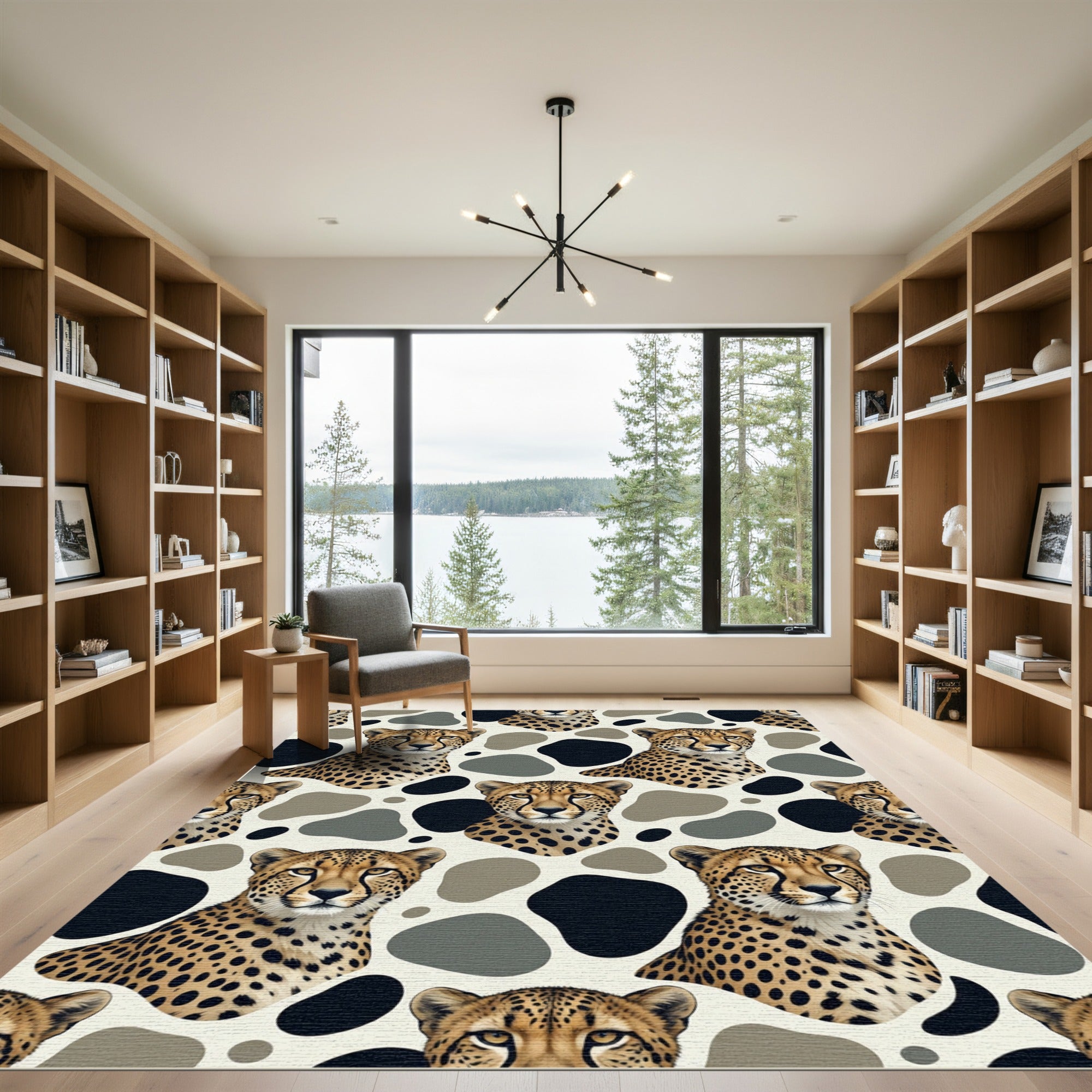 Bold Cheetah Spots Animal Portrait Rug