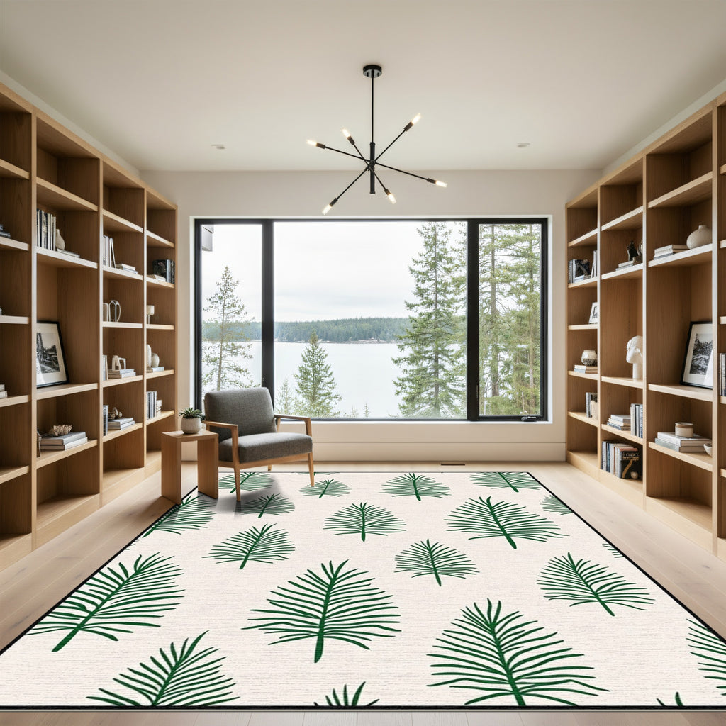 Green Palm Frond All Over Rug