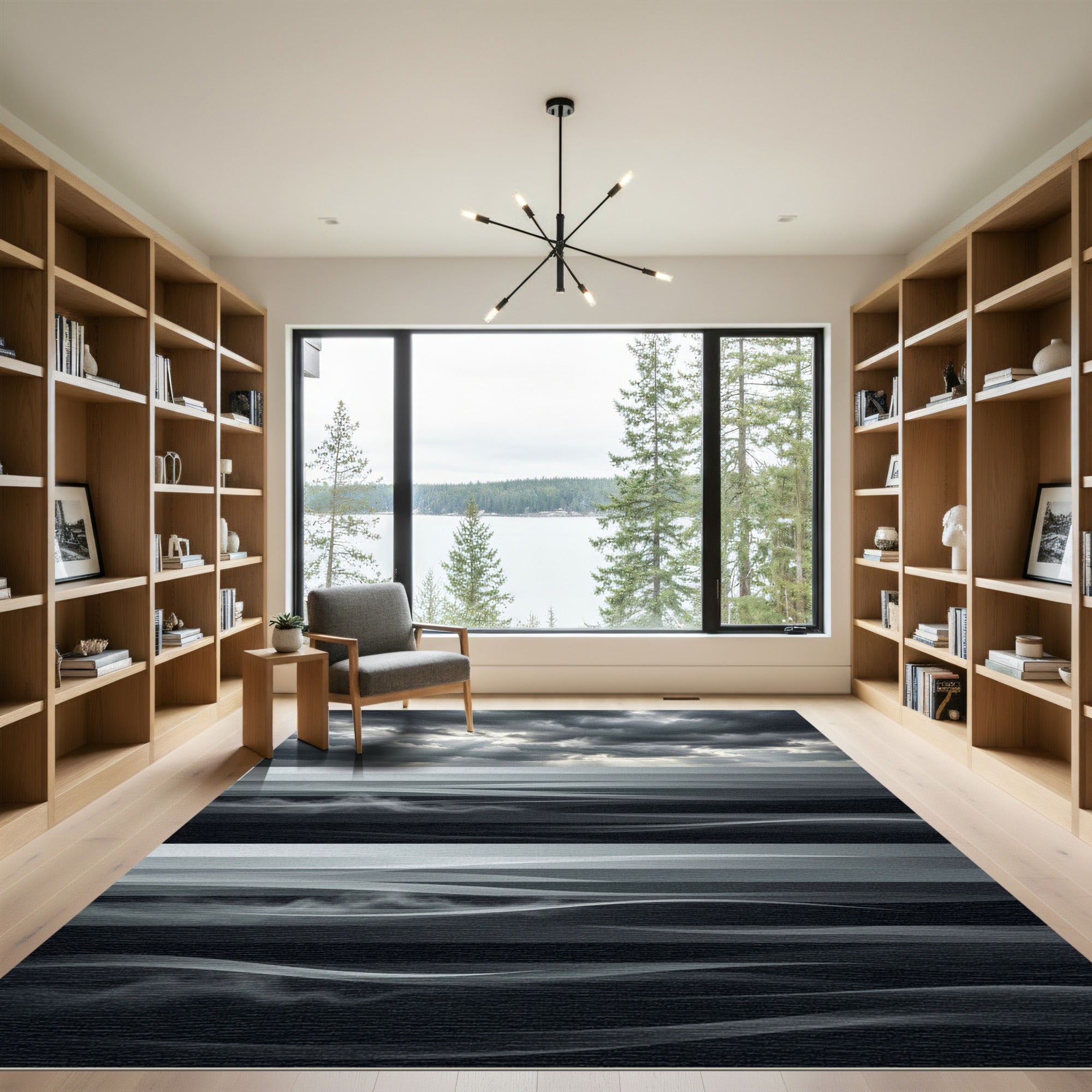 Dramatic Gray Overcast Streak Rug