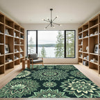 Green Mandala Flower Intricate medallion Rug