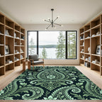 Mint Green Paisley Floral Ornament Rug
