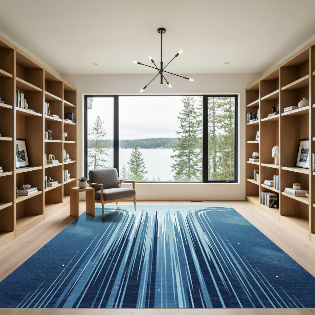 Deep Blue Waterfall Cascade Rug
