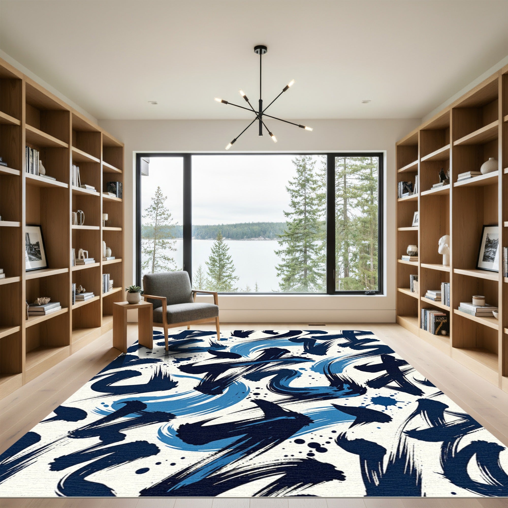 Ink Splatter Brushstroke Abstract Rug