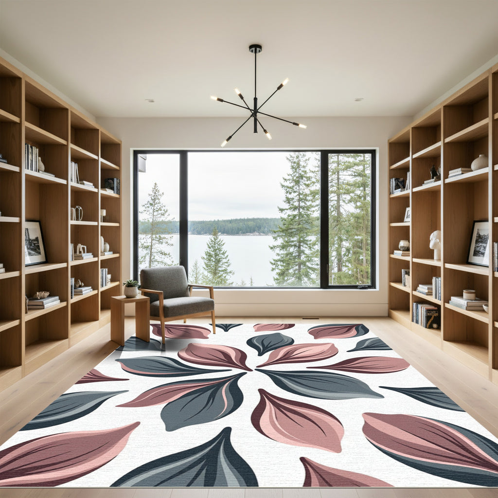 Rosy Slate Petal Mandala Rug