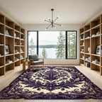 Plum Floral Acanthus Frame Accent Rug