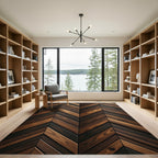 Rich Wood Grain Chevron Pattern Rug