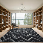 Modern Gray Chevron Metallic Rug