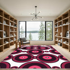 Retro Pink Concentric Circles Rug