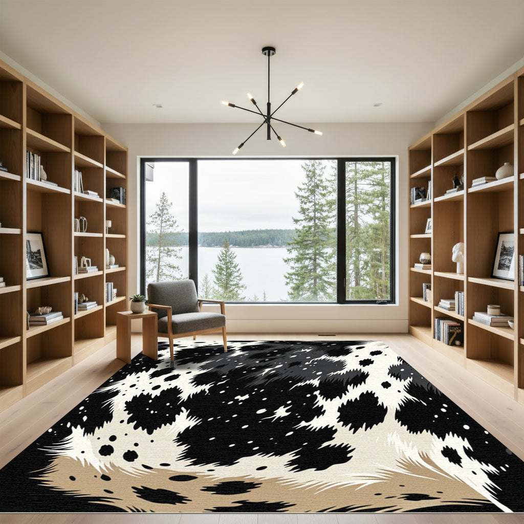 Modern Black and White Animal Hide Rug