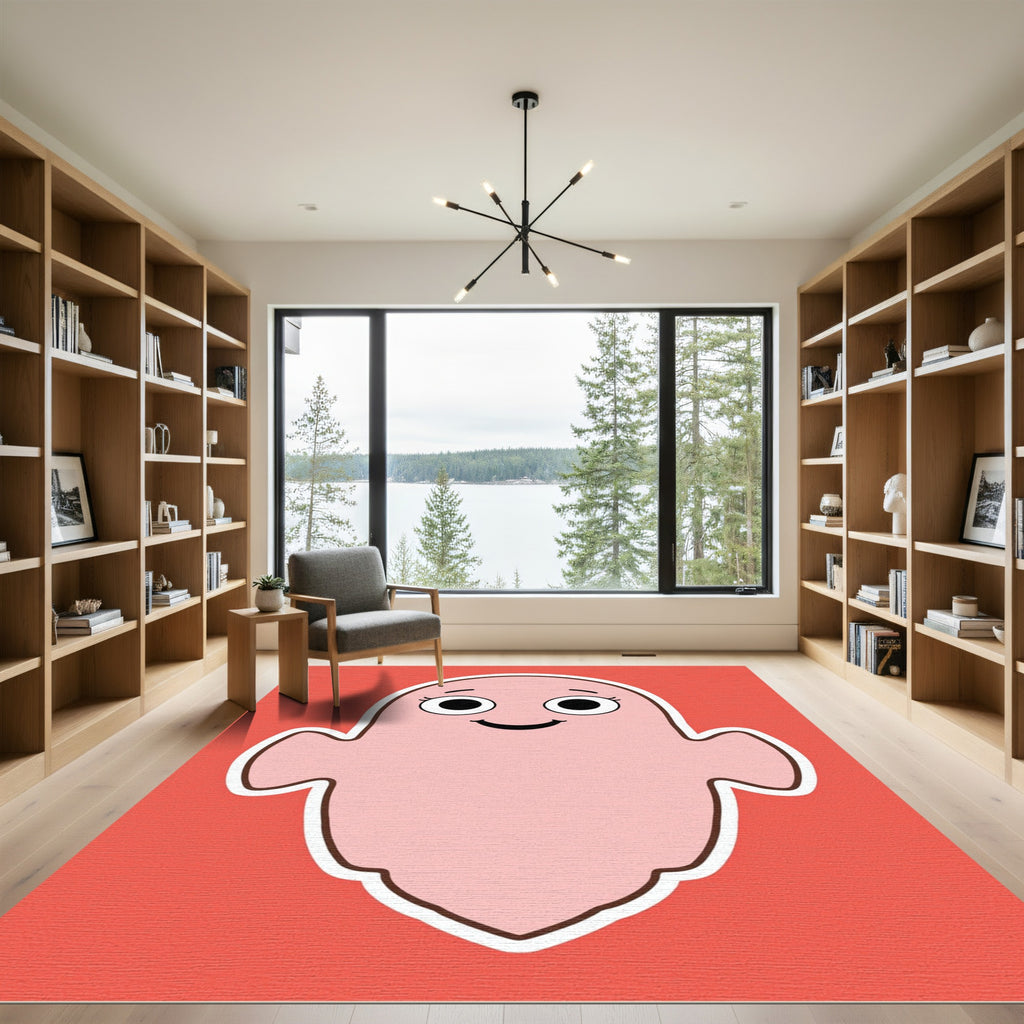 Pink Ghost with Smiling Face Rug