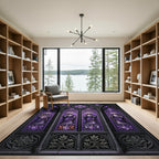 Gothic Arch Stained Glass Violet Tapestry Rug