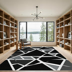 Monochrome Geometric Shattered Triangles Rug