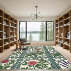Green Iron Lattice Rose Lavender Trellis Rug