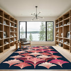 Art Deco Ginkgo Leaf Coral Blush Rug