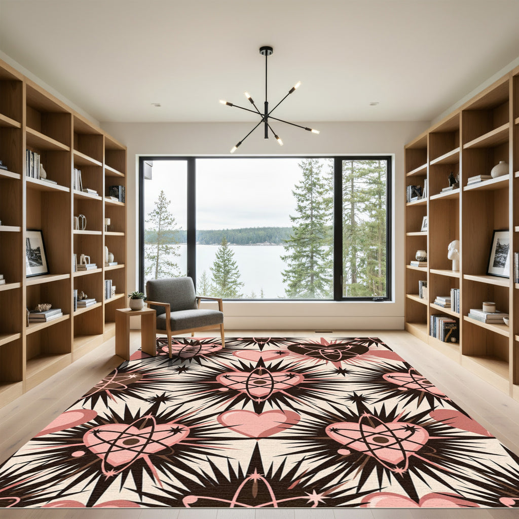 Pink Atom Hearts Mid Century Aura Rug