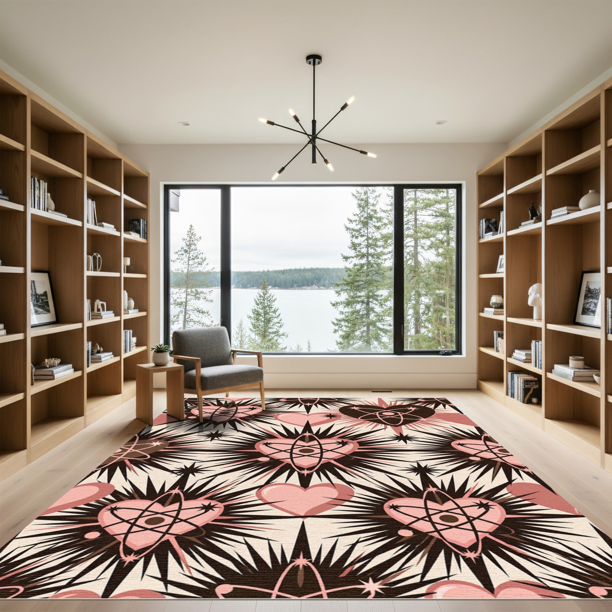 Pink Atom Hearts Mid Century Aura Rug