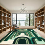 Modern Forest Green Arched Corridor Rug